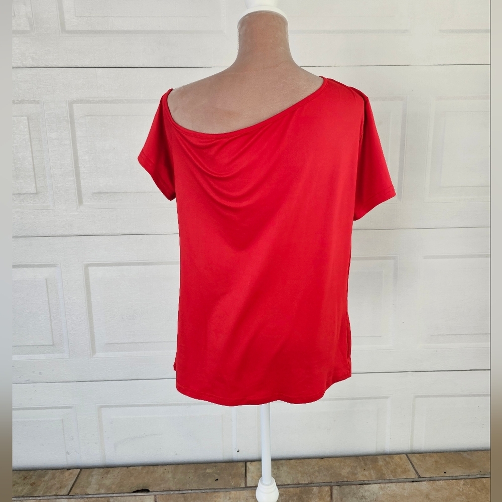 Faith Graphic Red Off Shoulder Tunic Top XL | Christian Aesthetic Boho Casual - Picture 4 of 14
